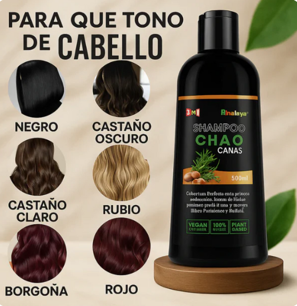 SHAMPOO CHAO CANAS 3 EN 1 – RECUPERA TU COLOR Y JUVENTUD ✨