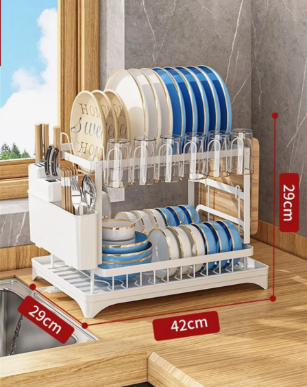 Escurridor Premium de Acero Inoxidable Blanco – Organización Máxima en Cualquier Cocina ✨