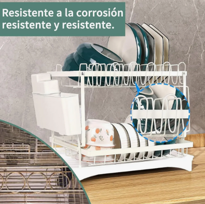 Escurridor Premium de Acero Inoxidable Blanco – Organización Máxima en Cualquier Cocina ✨