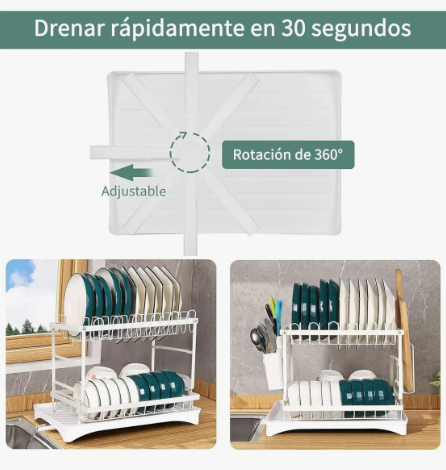 Escurridor Premium de Acero Inoxidable Blanco – Organización Máxima en Cualquier Cocina ✨