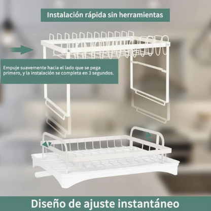 Escurridor Premium de Acero Inoxidable Blanco – Organización Máxima en Cualquier Cocina ✨