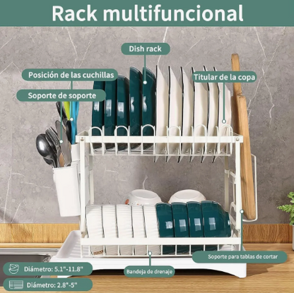 Escurridor Premium de Acero Inoxidable Blanco – Organización Máxima en Cualquier Cocina ✨
