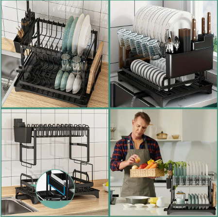 Escurridor Premium de Acero Inoxidable Blanco – Organización Máxima en Cualquier Cocina ✨